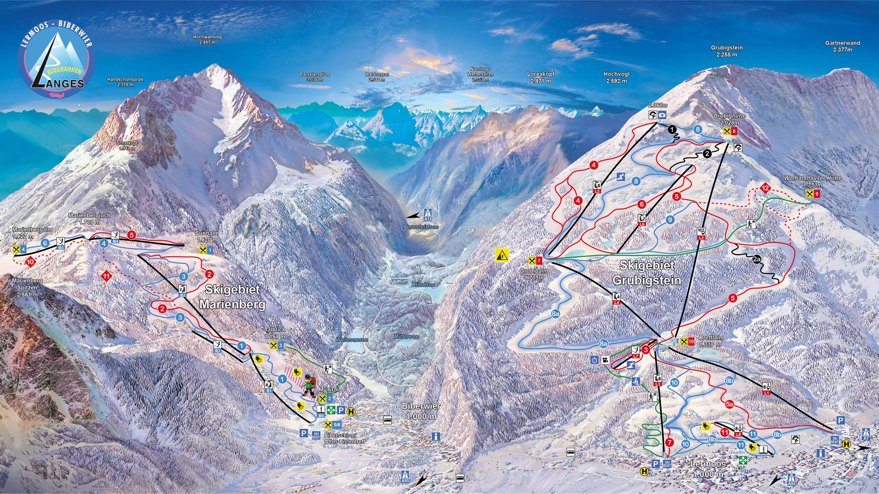 Piste map Lermoos-Grubigstein