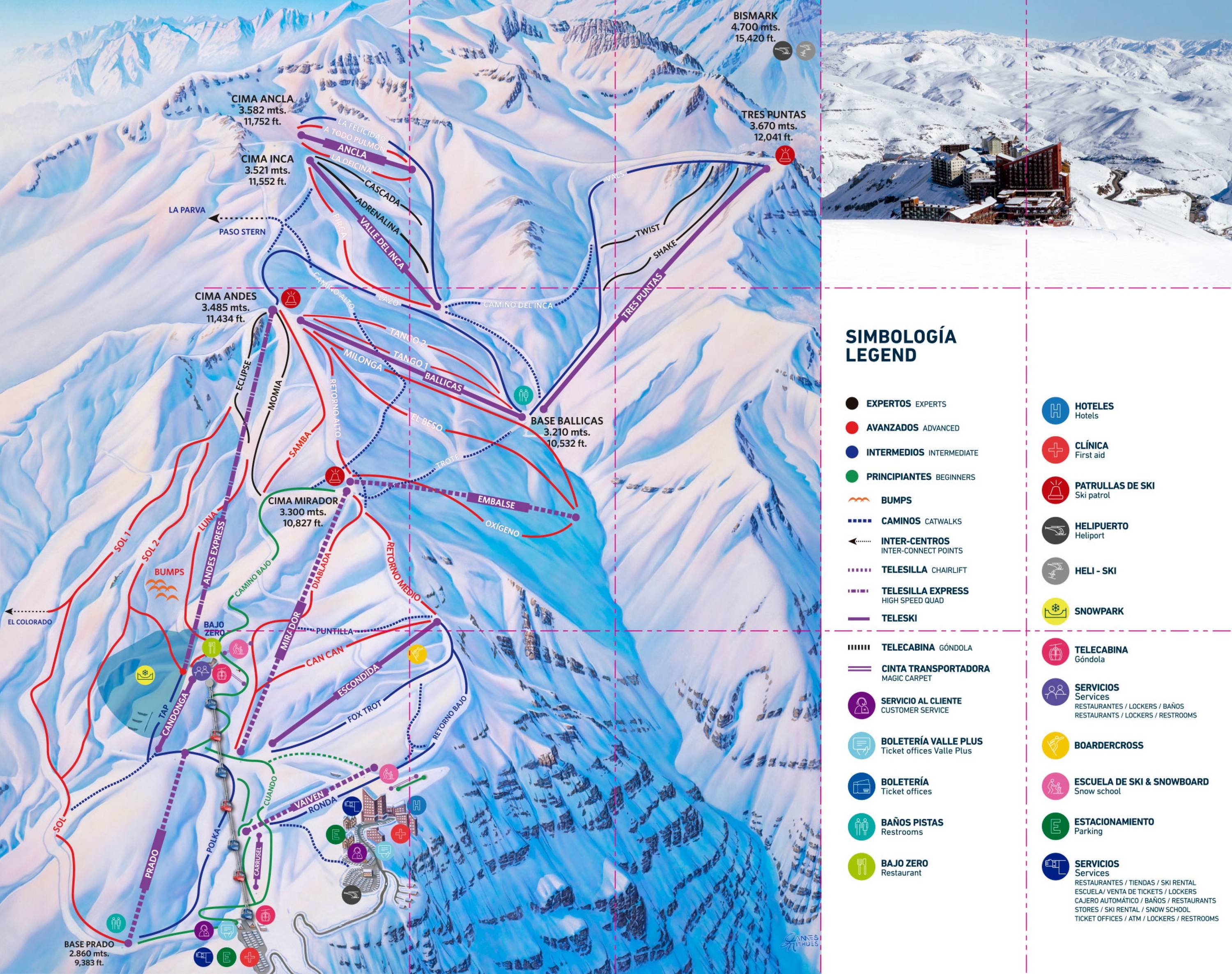 Piste map Valle Nevado