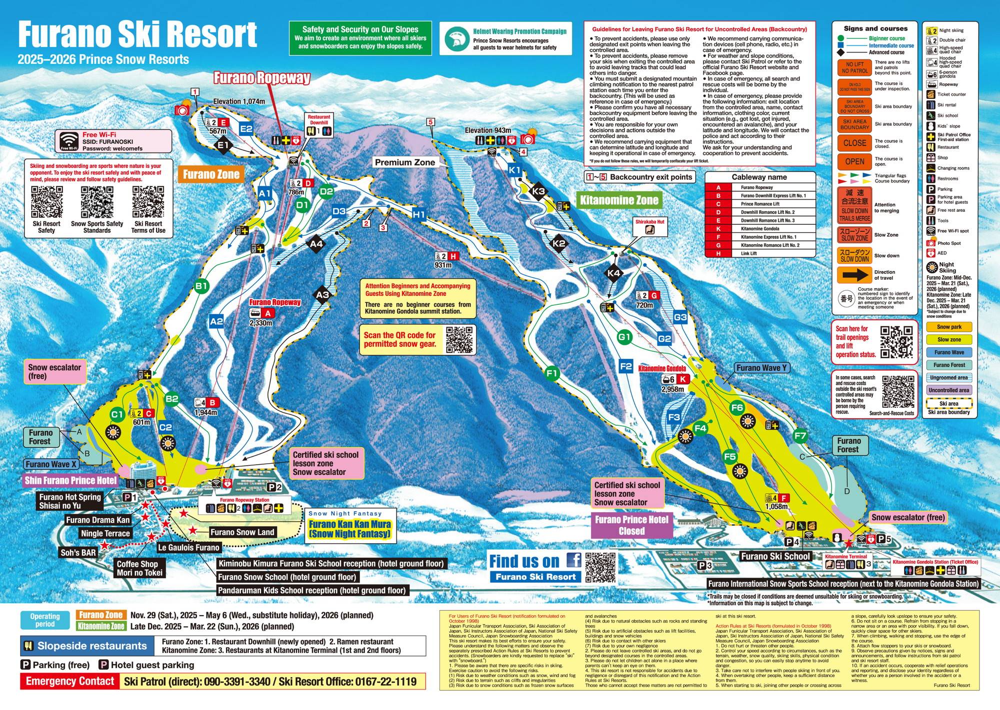 Piste map Furano