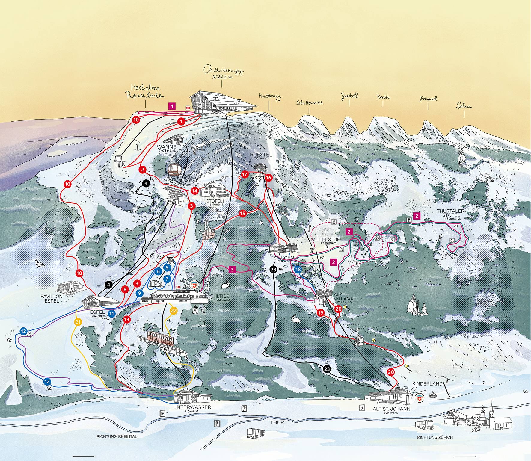 Piste map Unterwasser