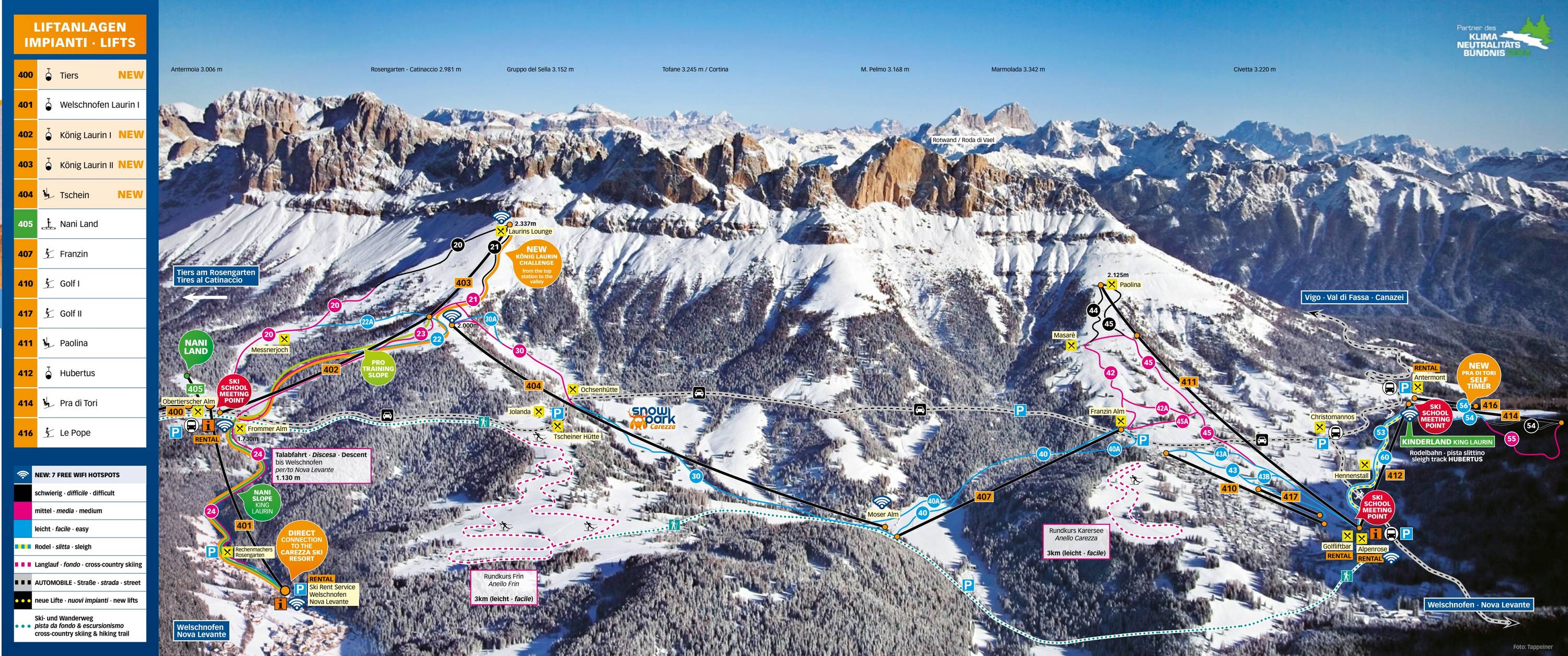 Piste map Carezza Ski