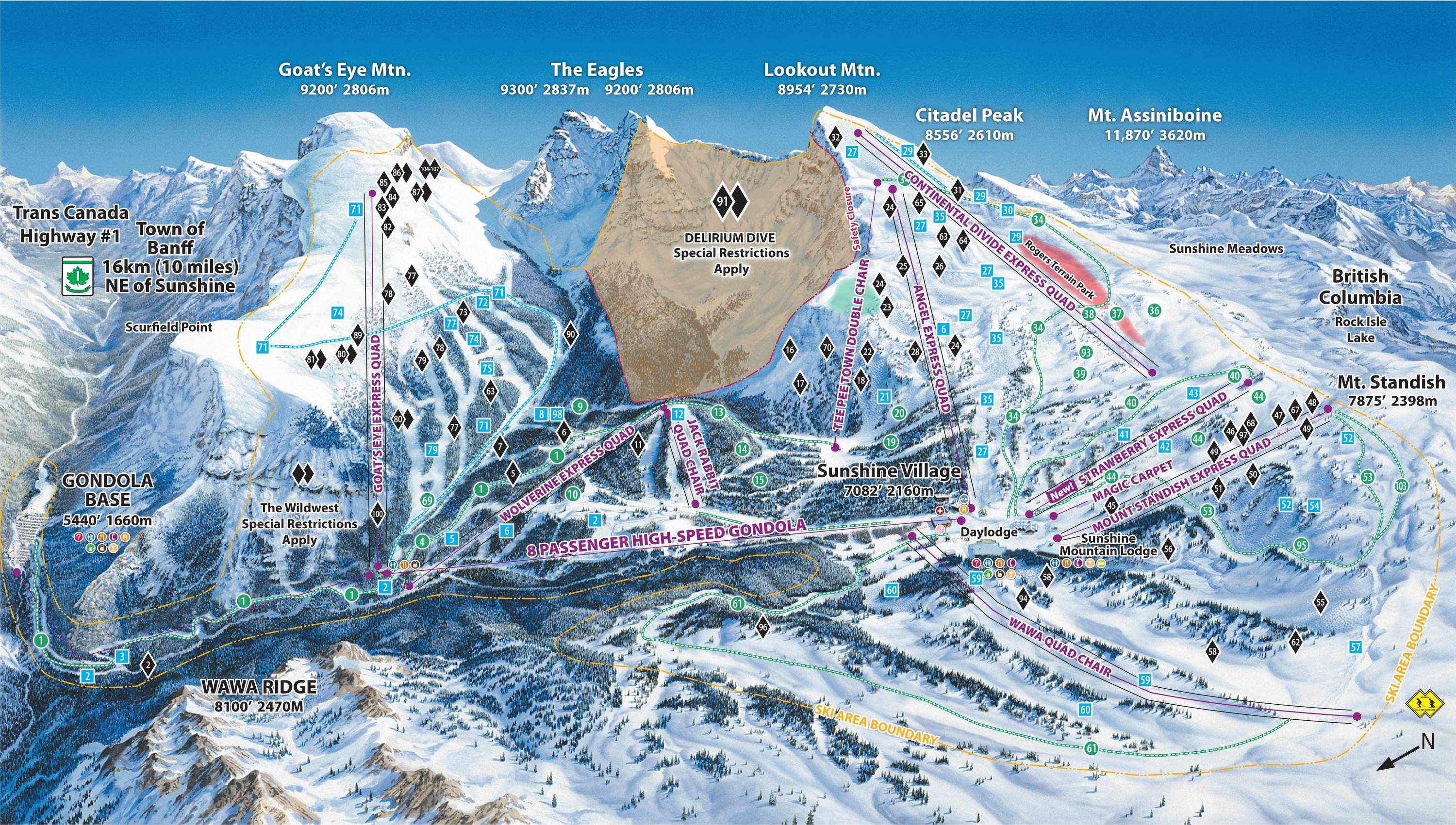 Piste map Sunshine Village