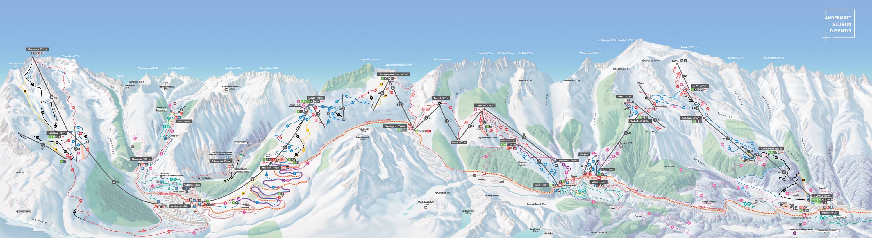 Pistkarta Sedrun Oberalp