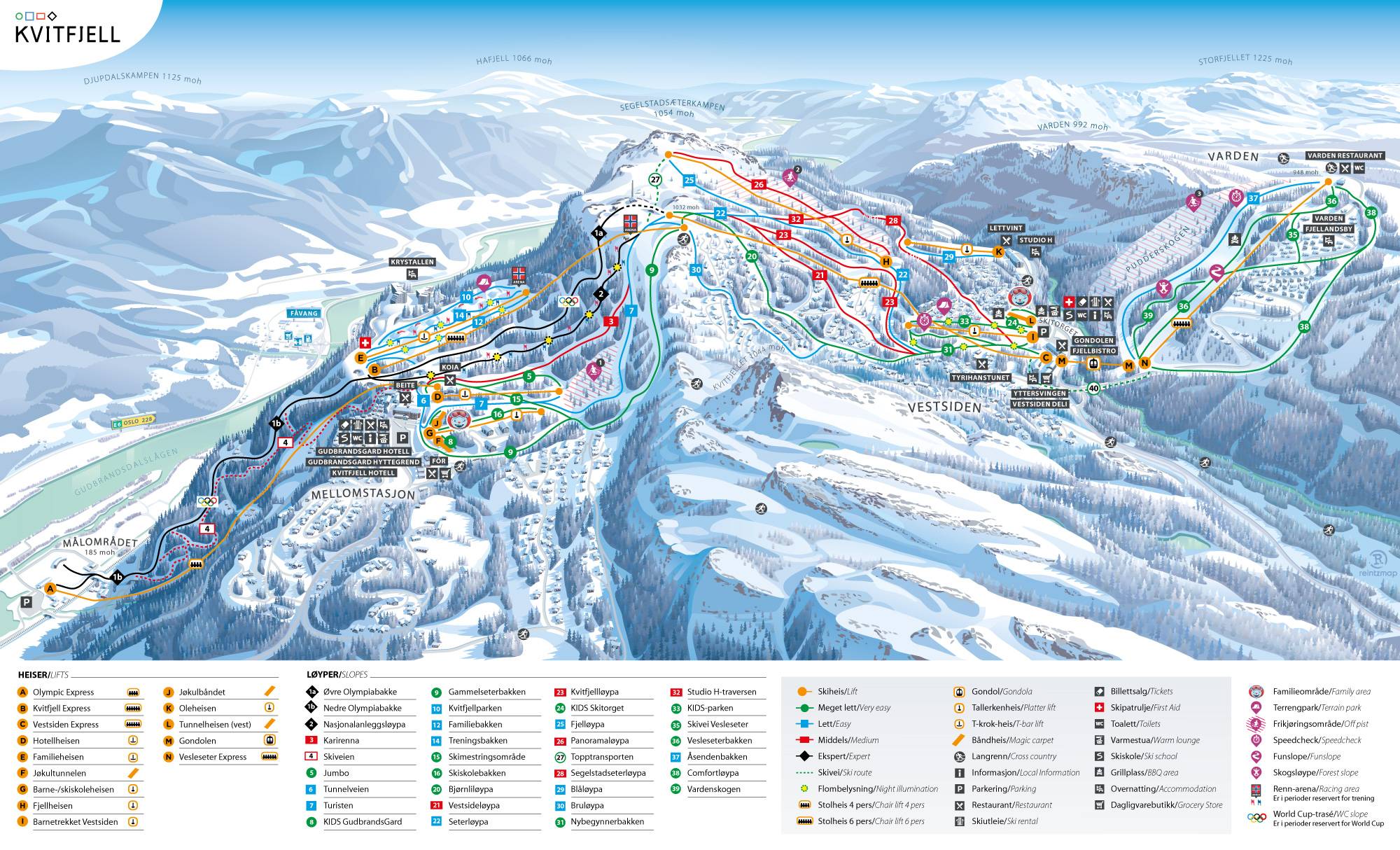 Piste map Kvitfjell