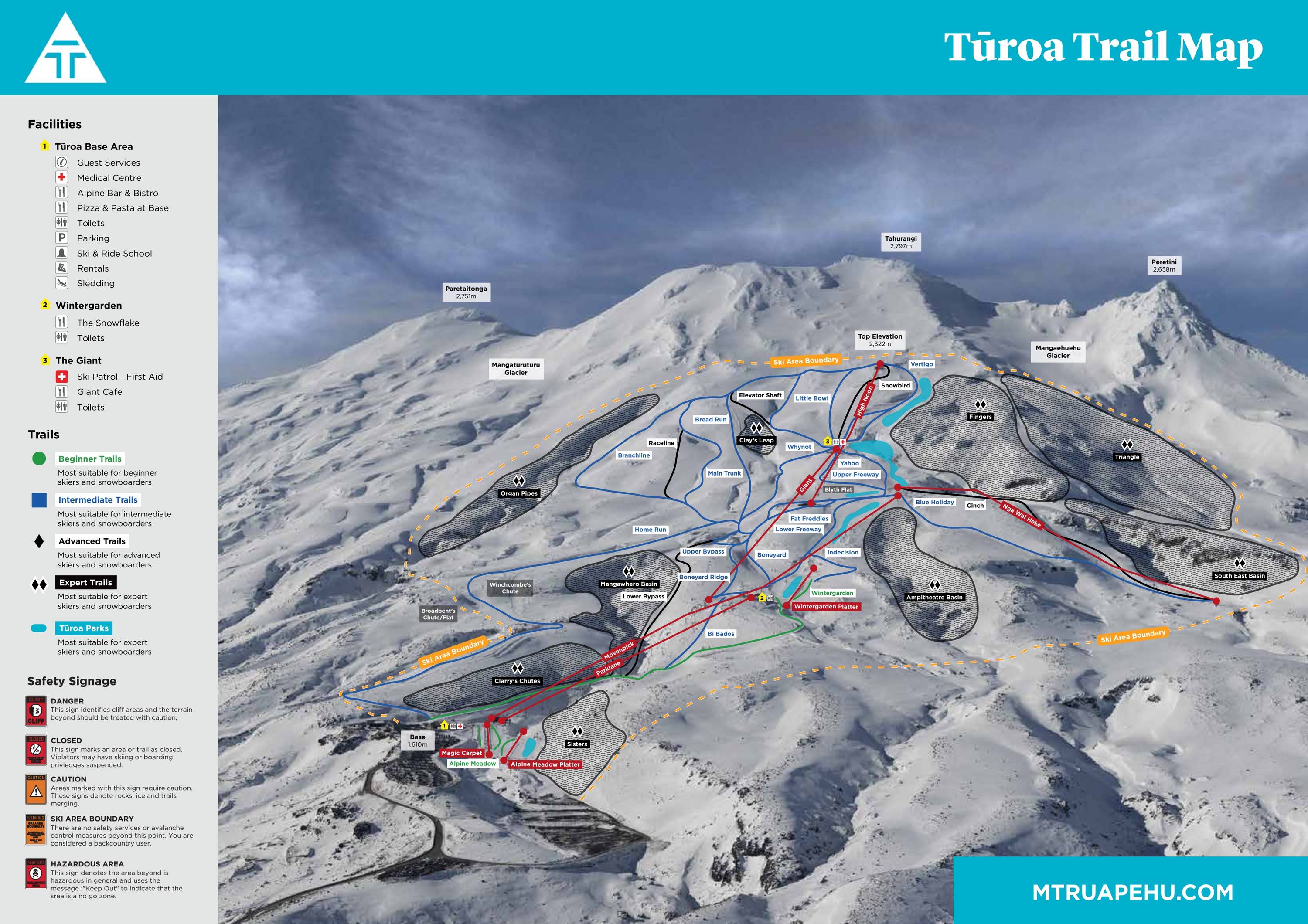 Piste map Turoa (Mount Ruapehu)
