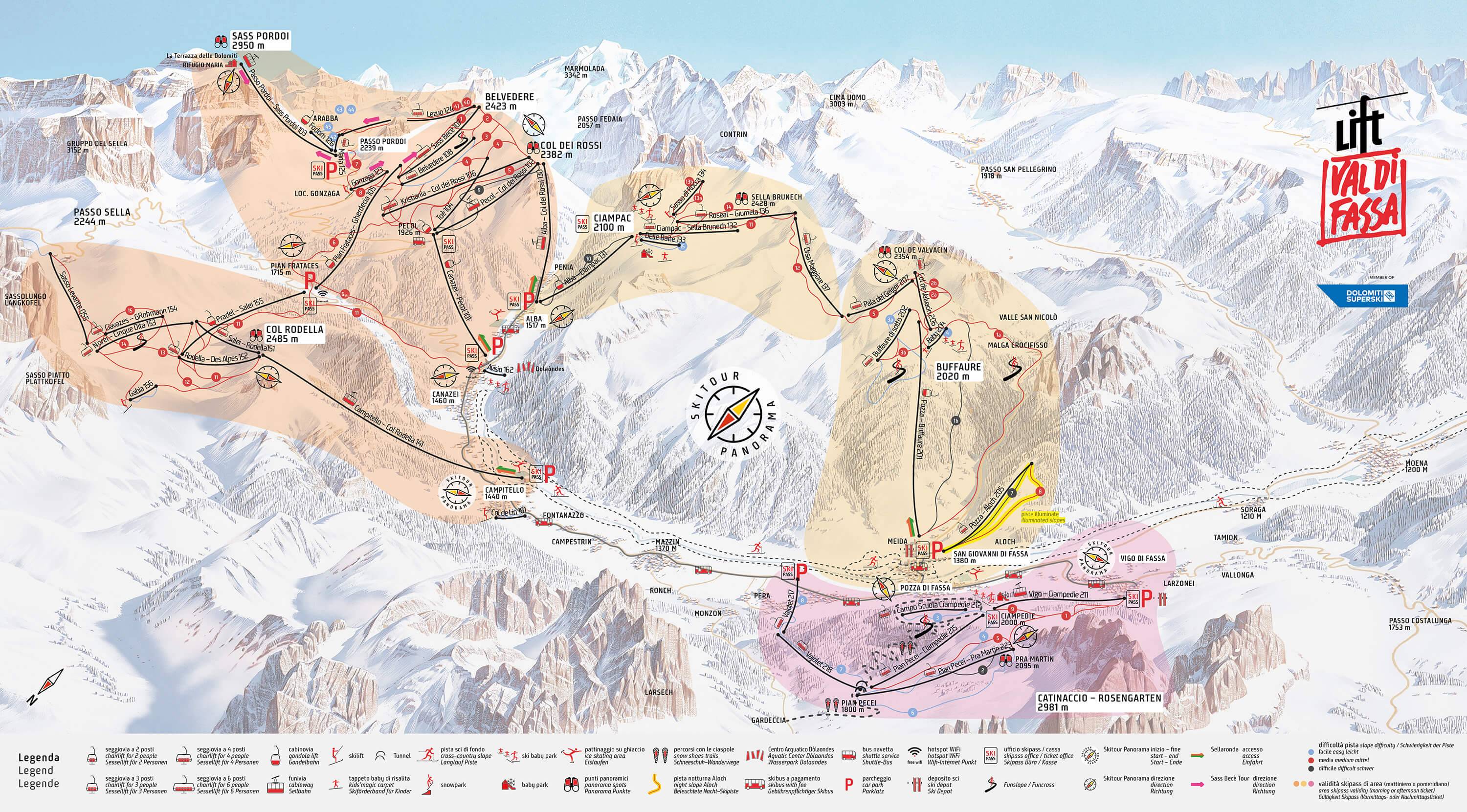 Piste map Canazei