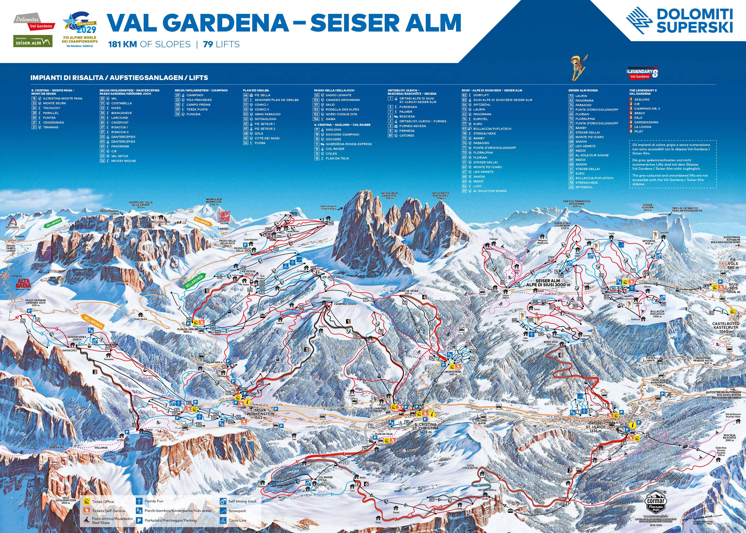 Piste map Selva Val Gardena