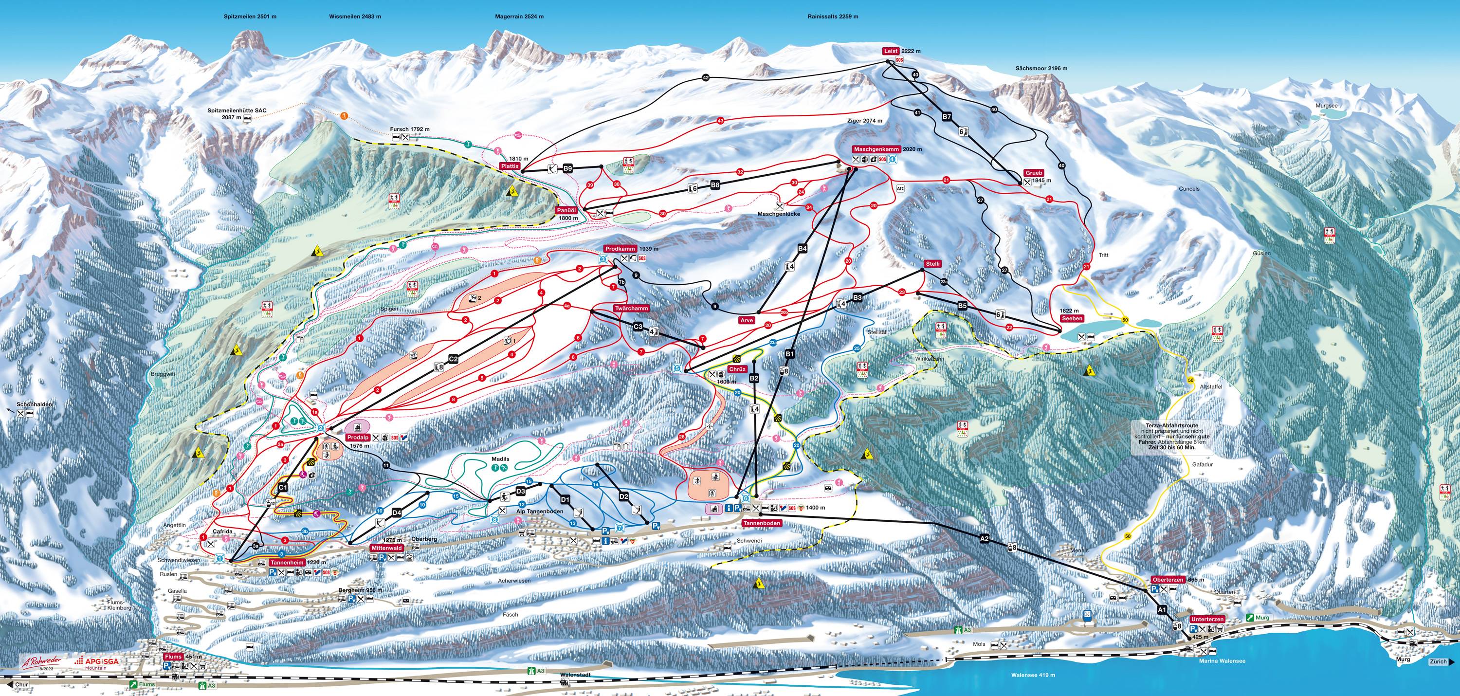 Piste map Flumserberg