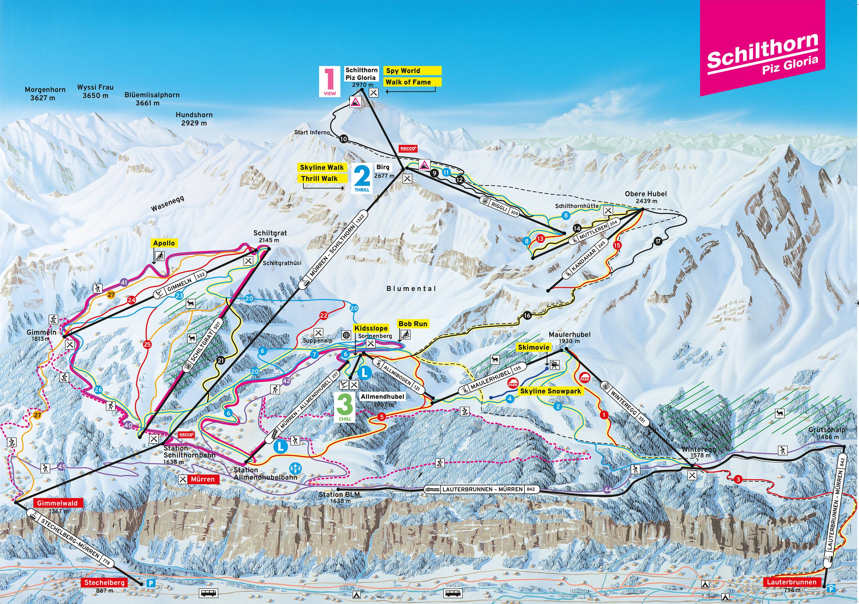 Piste map Mrren