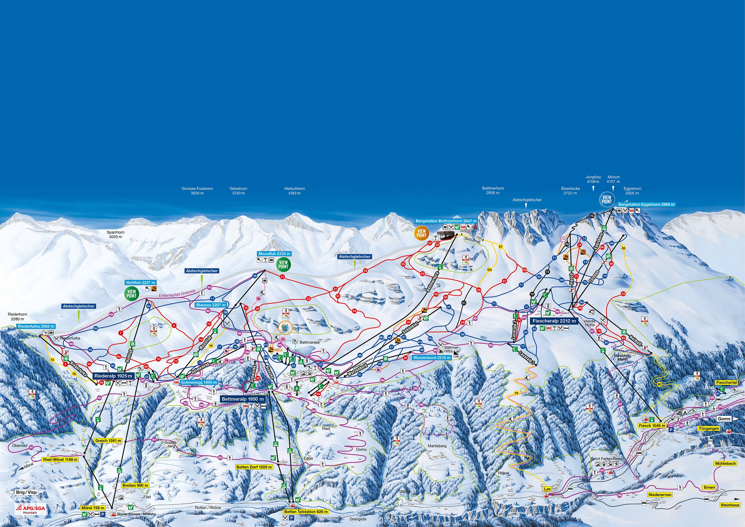 Piste map Riederalp