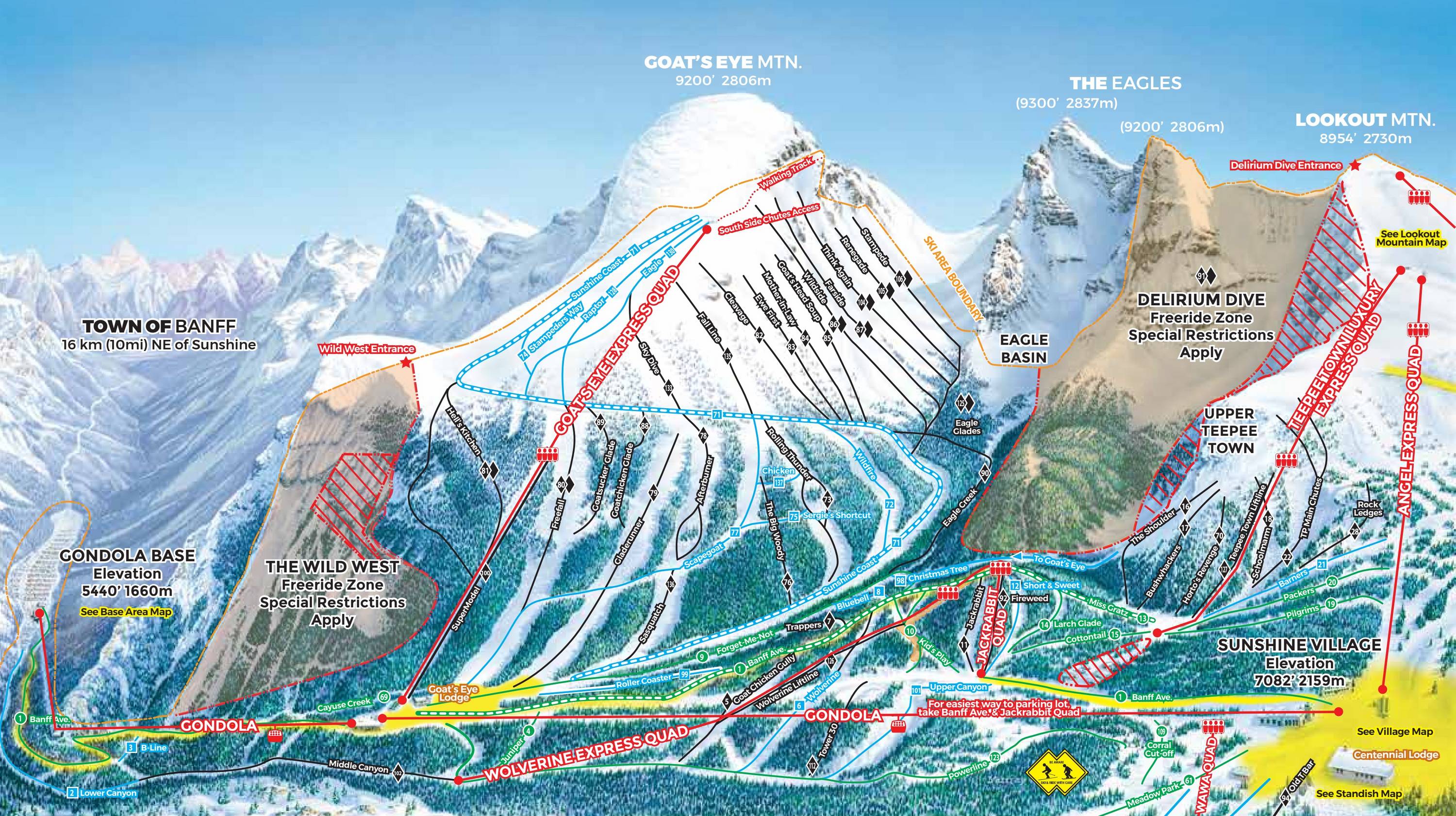 Piste map Sunshine Village