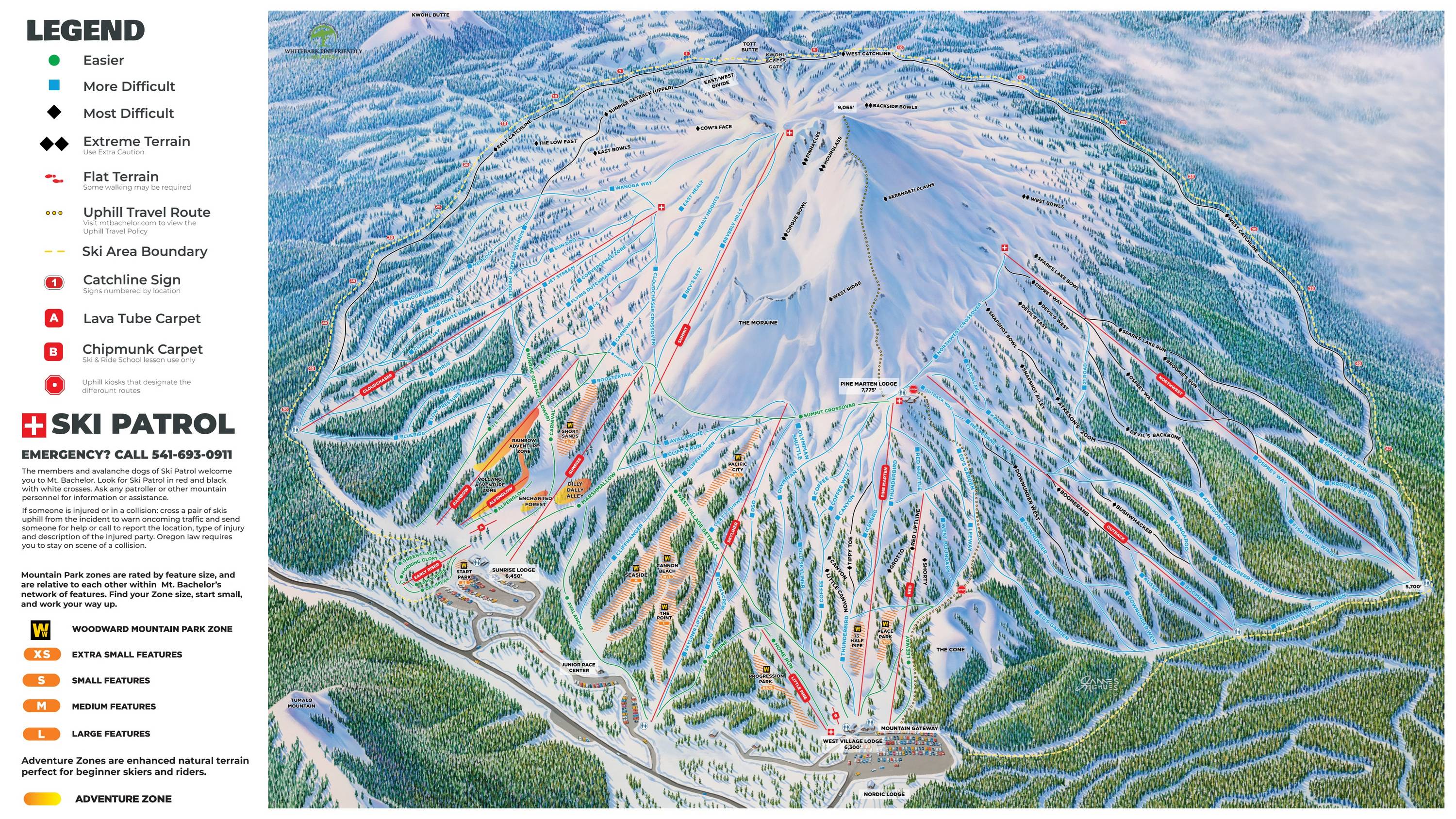 Piste map Mount Bachelor