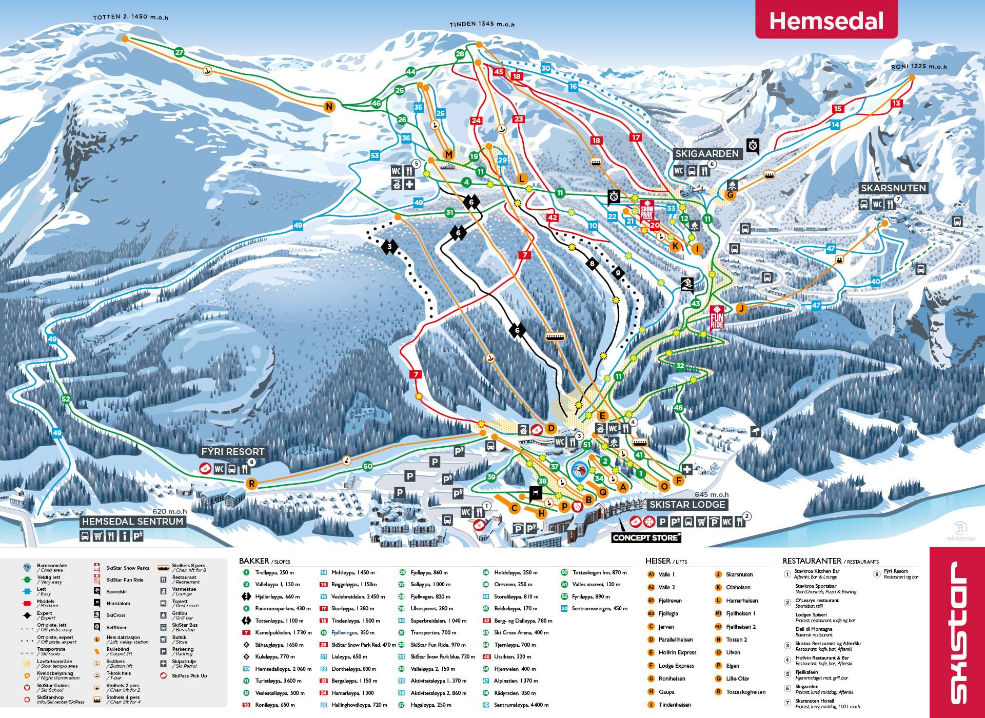 Piste map Hemsedal