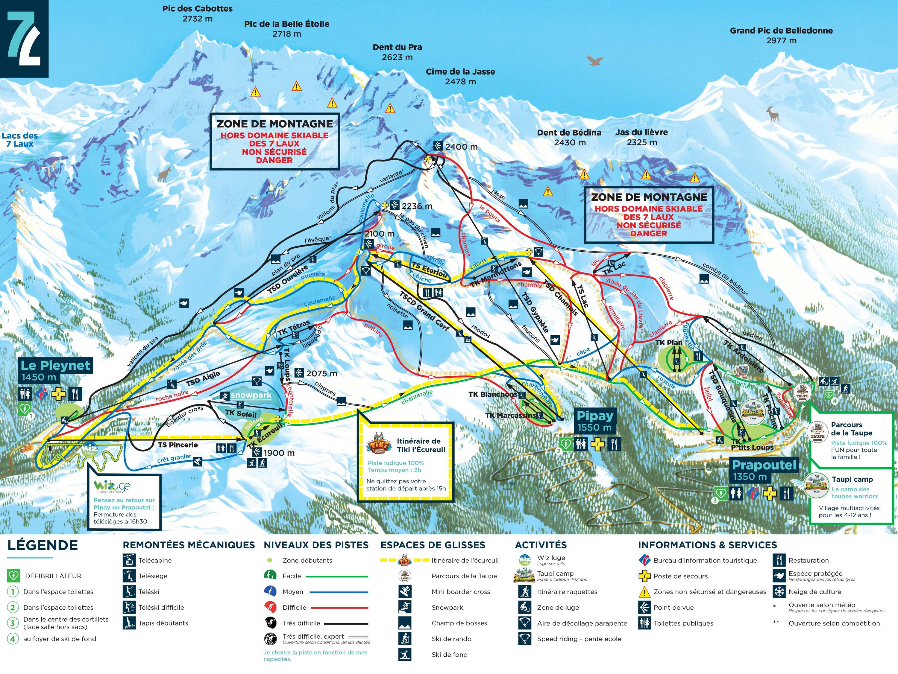 Piste map Les 7 Laux