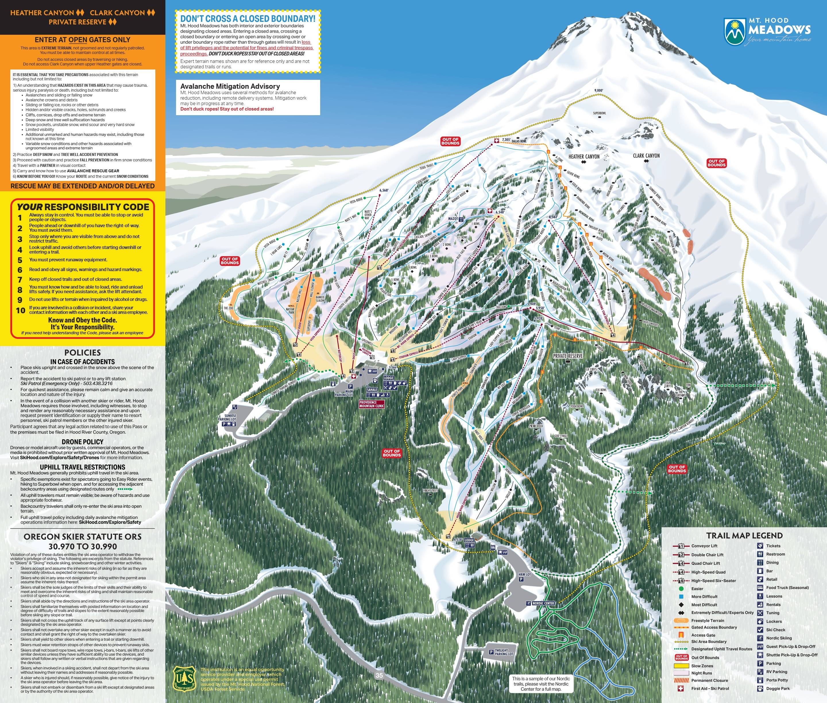 Pistkarta Mount Hood Meadows