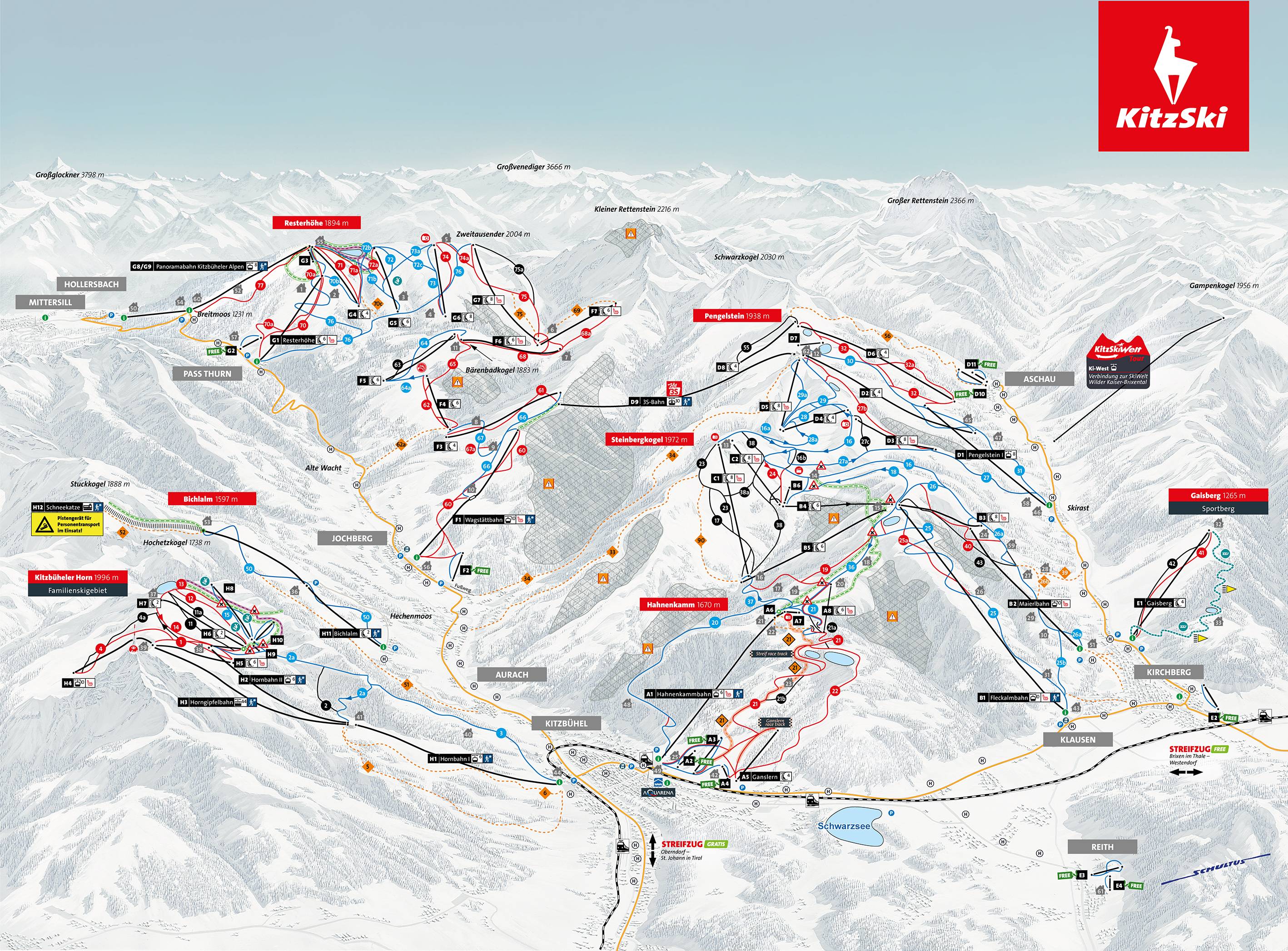 Piste map Kitzbühel