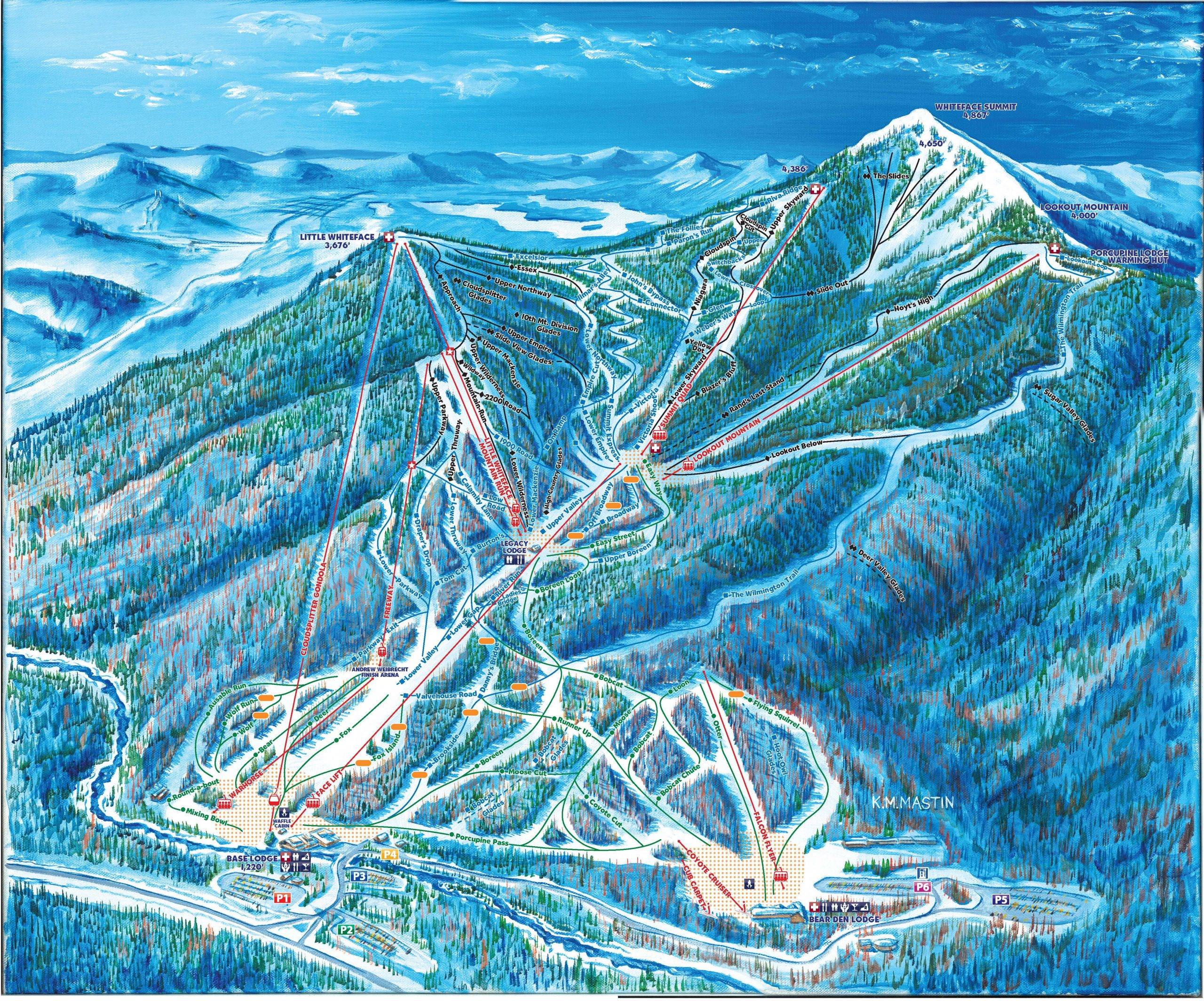 Pistkarta Whiteface Mountain (Lake Placid)