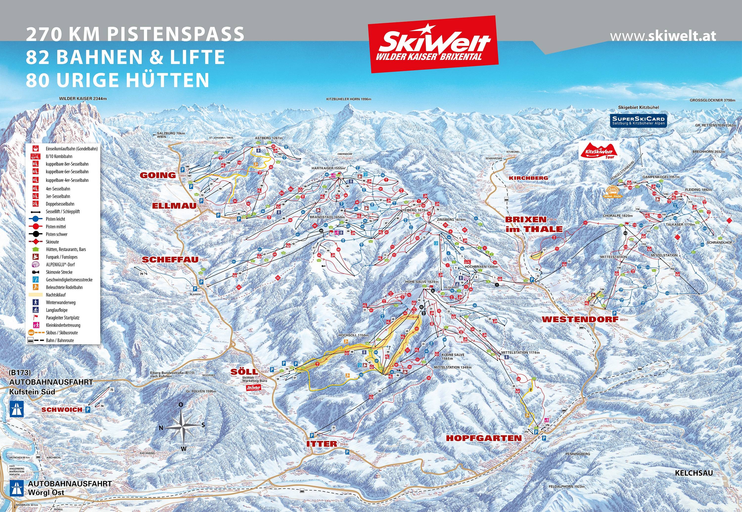 Piste map Brixen im Thale