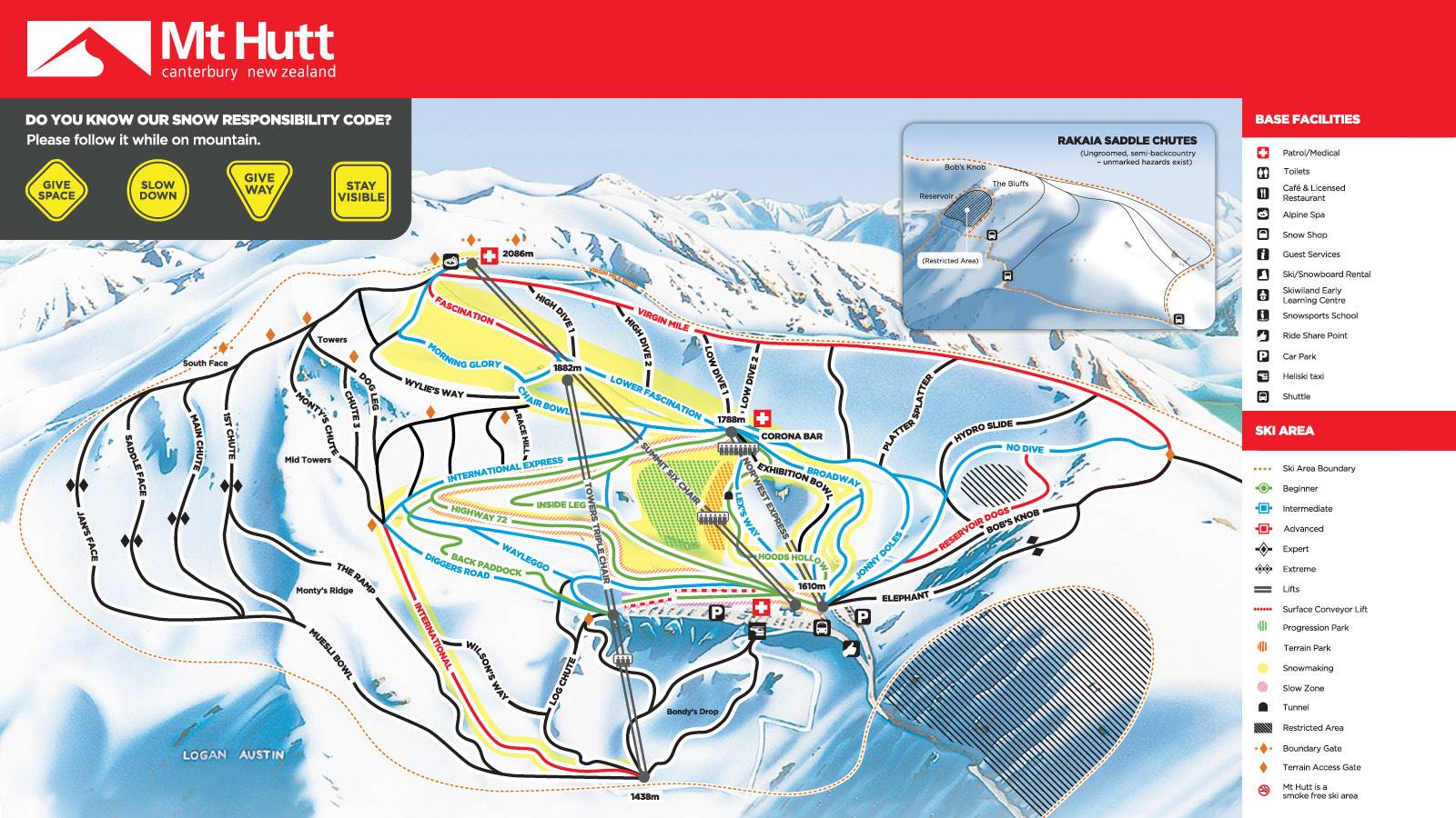 Piste map Mount Hutt