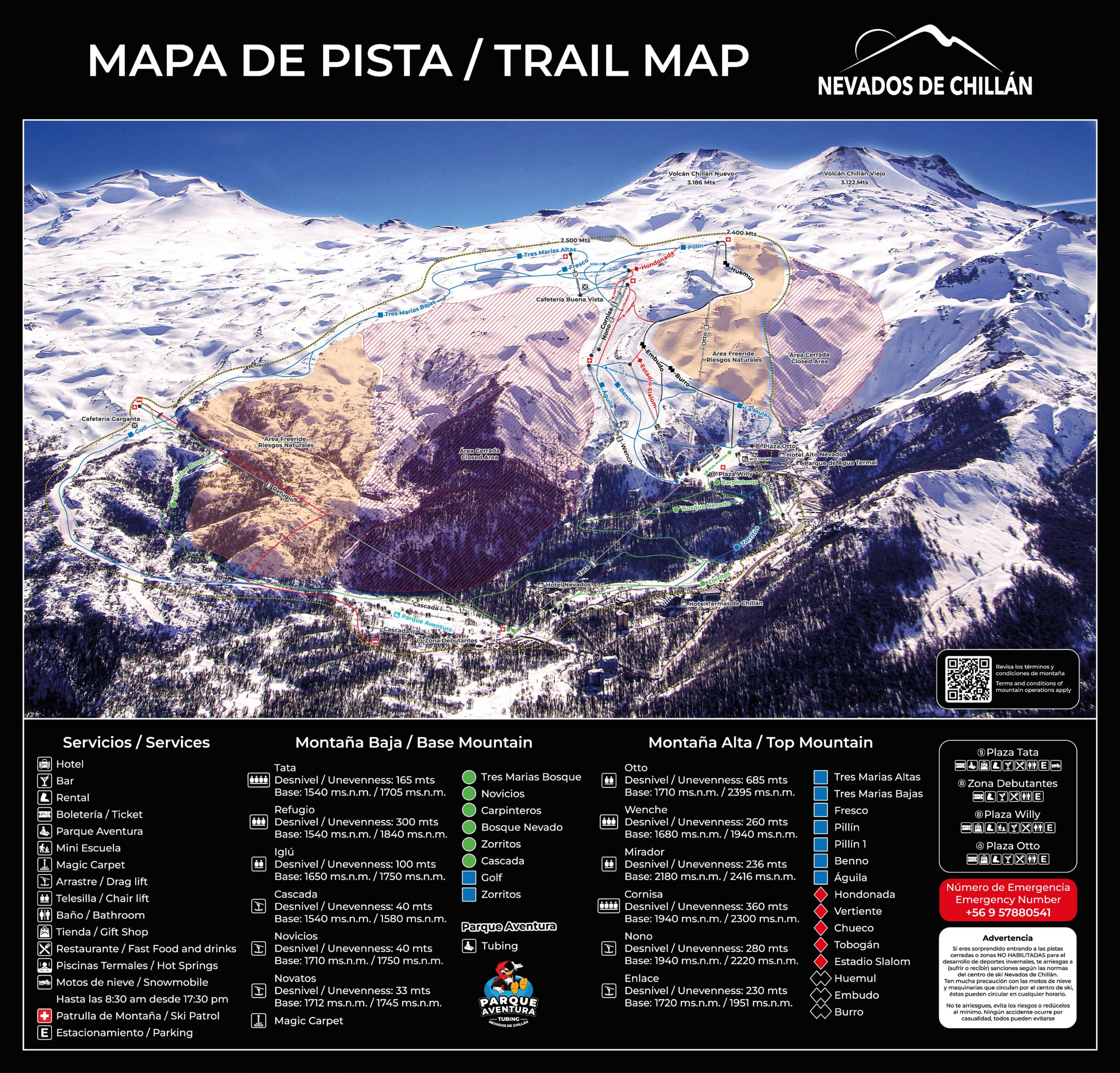Piste map Termas de Chillan