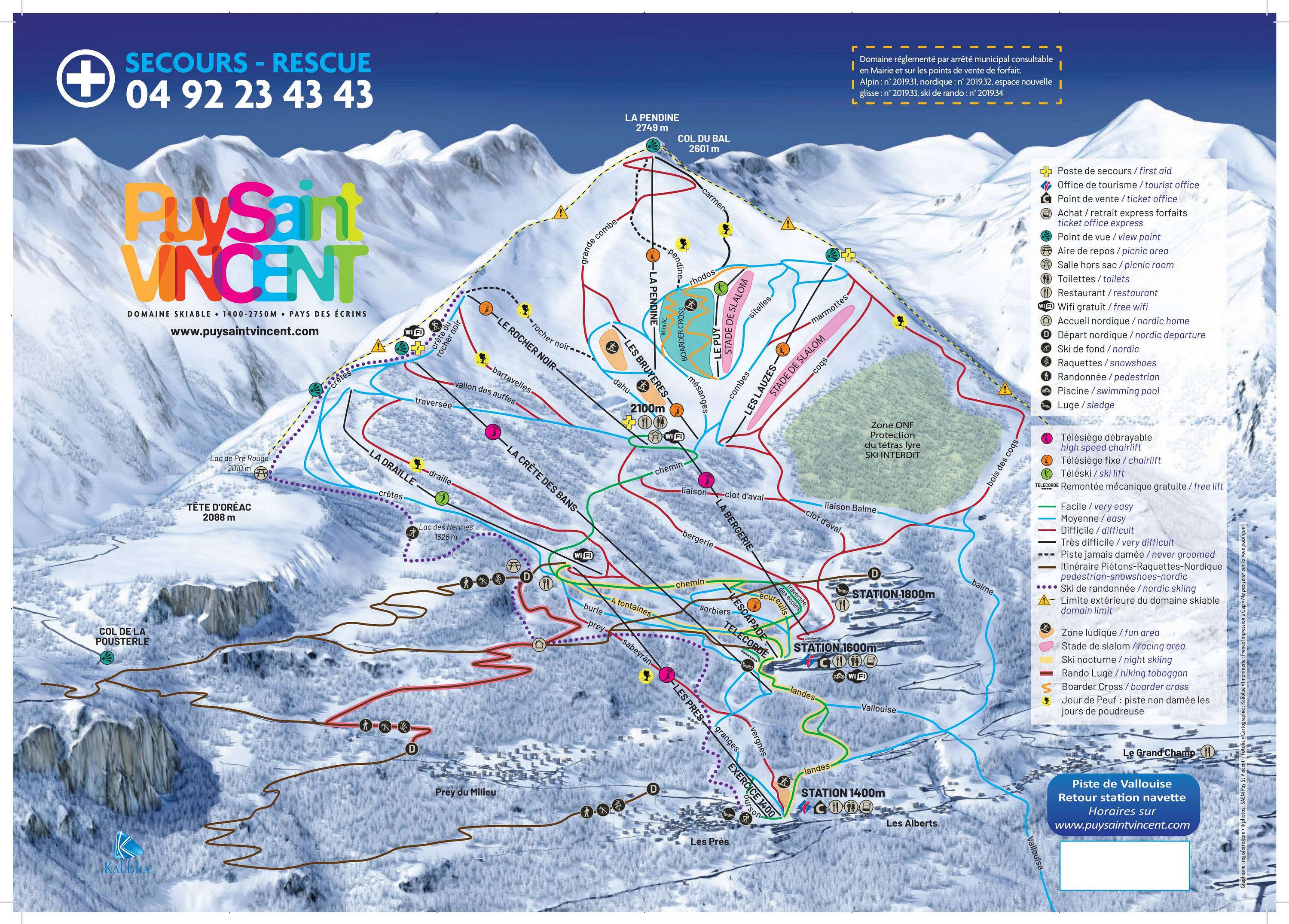 Piste map Puy St Vincent