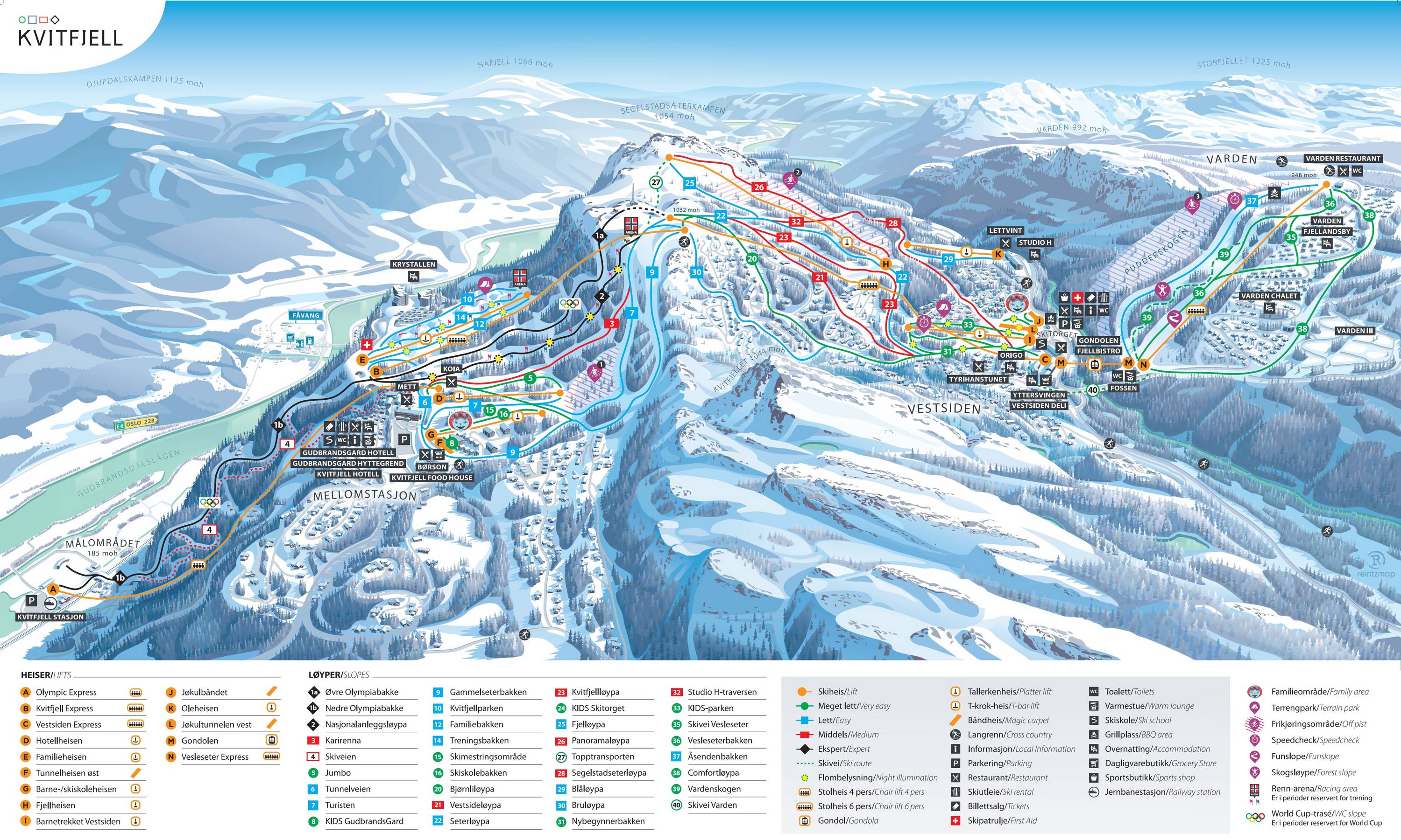 Piste map Kvitfjell