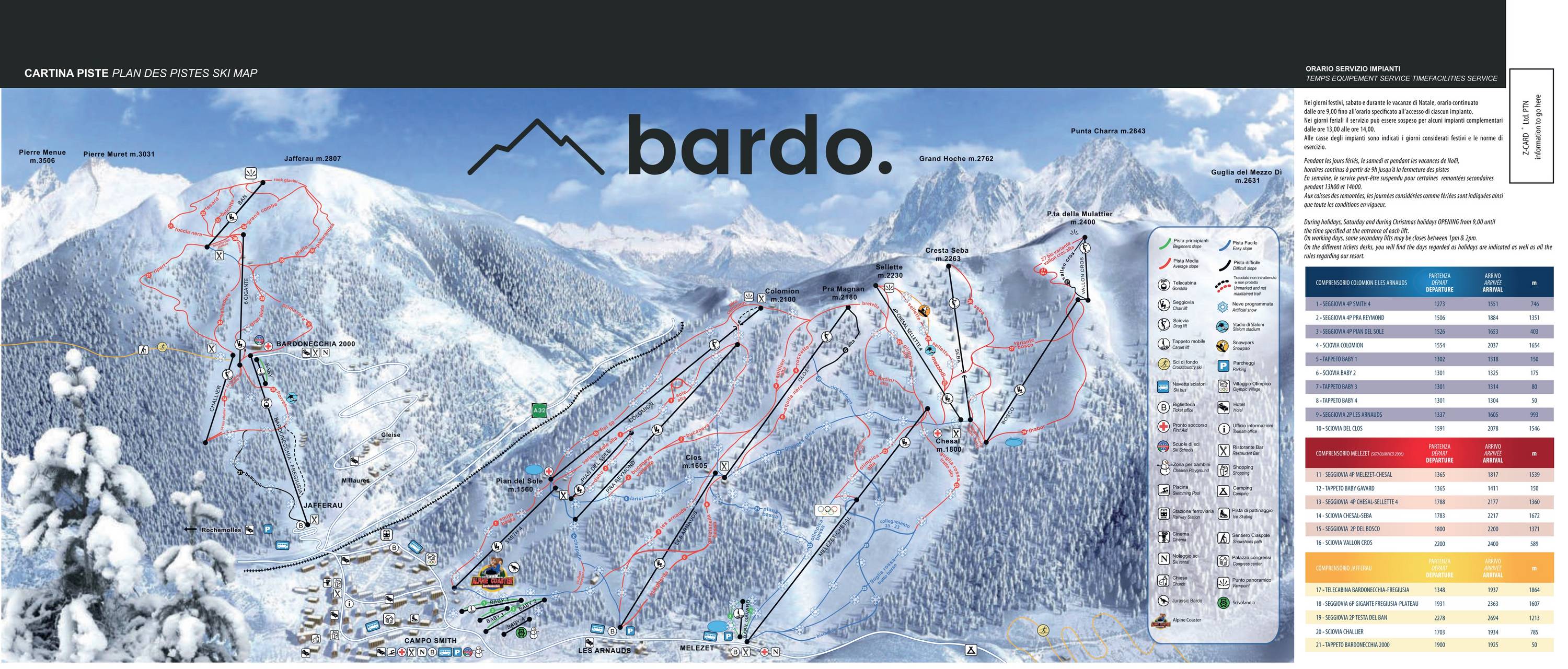 Piste map Bardonecchia