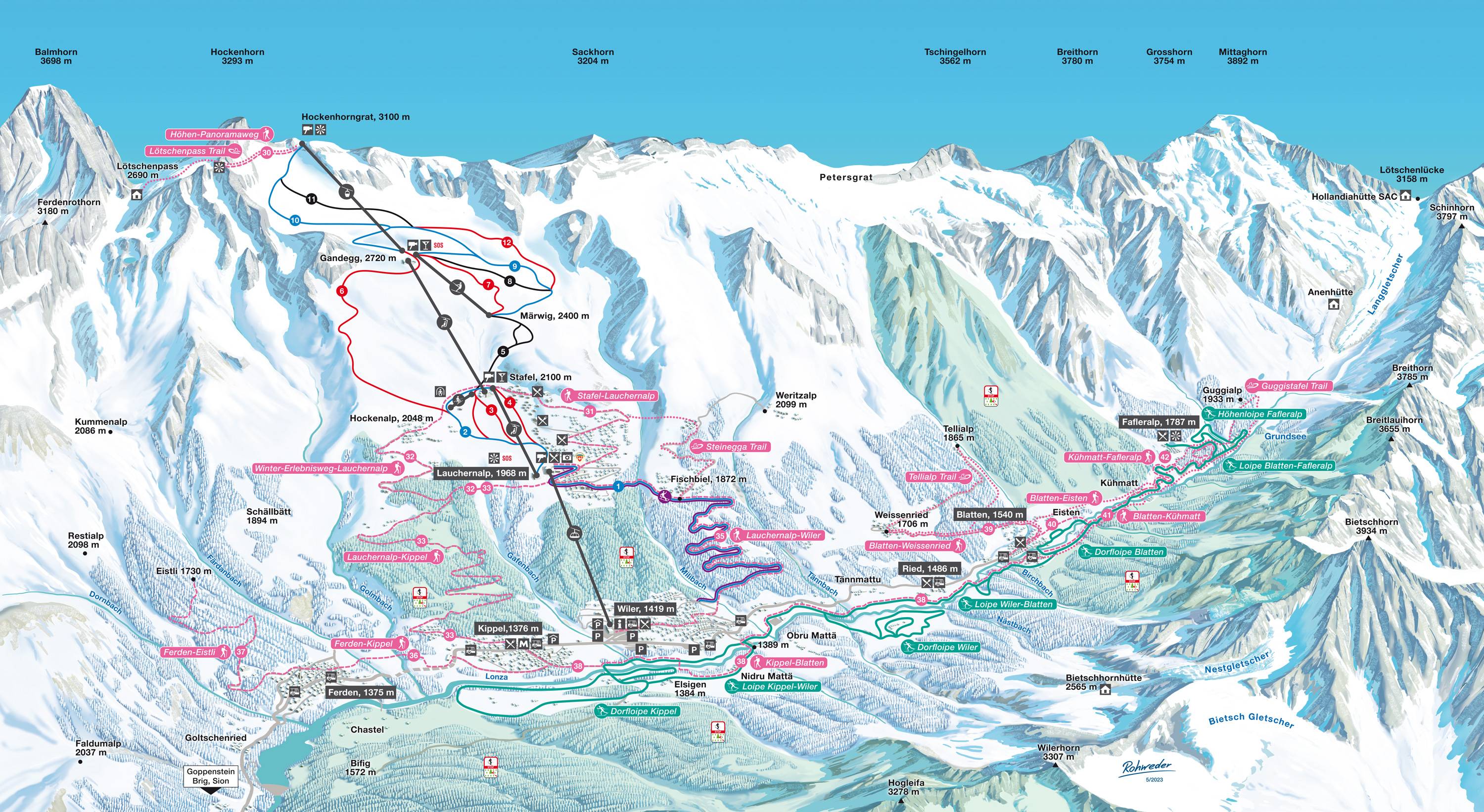 Piste map Lauchernalp