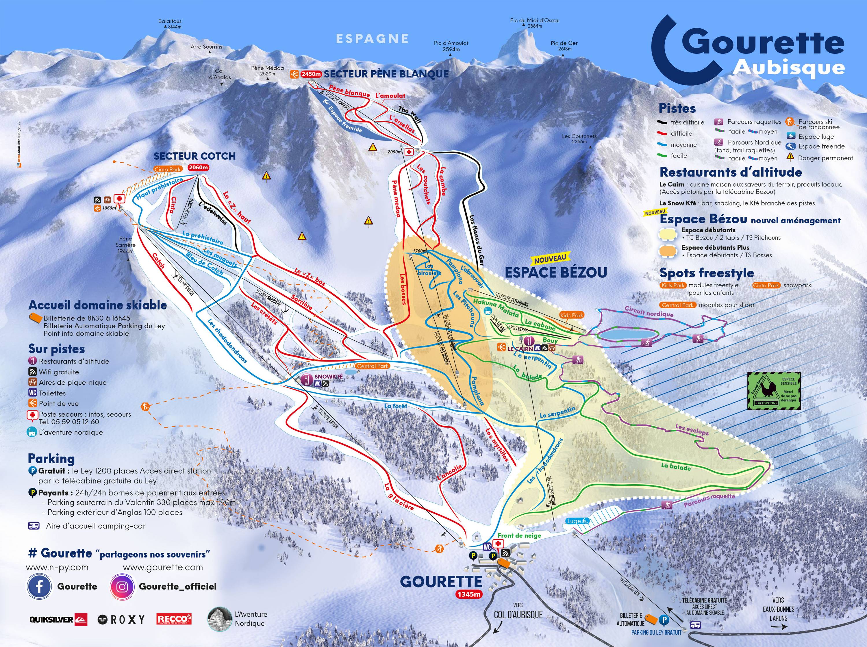 Piste map Gourette
