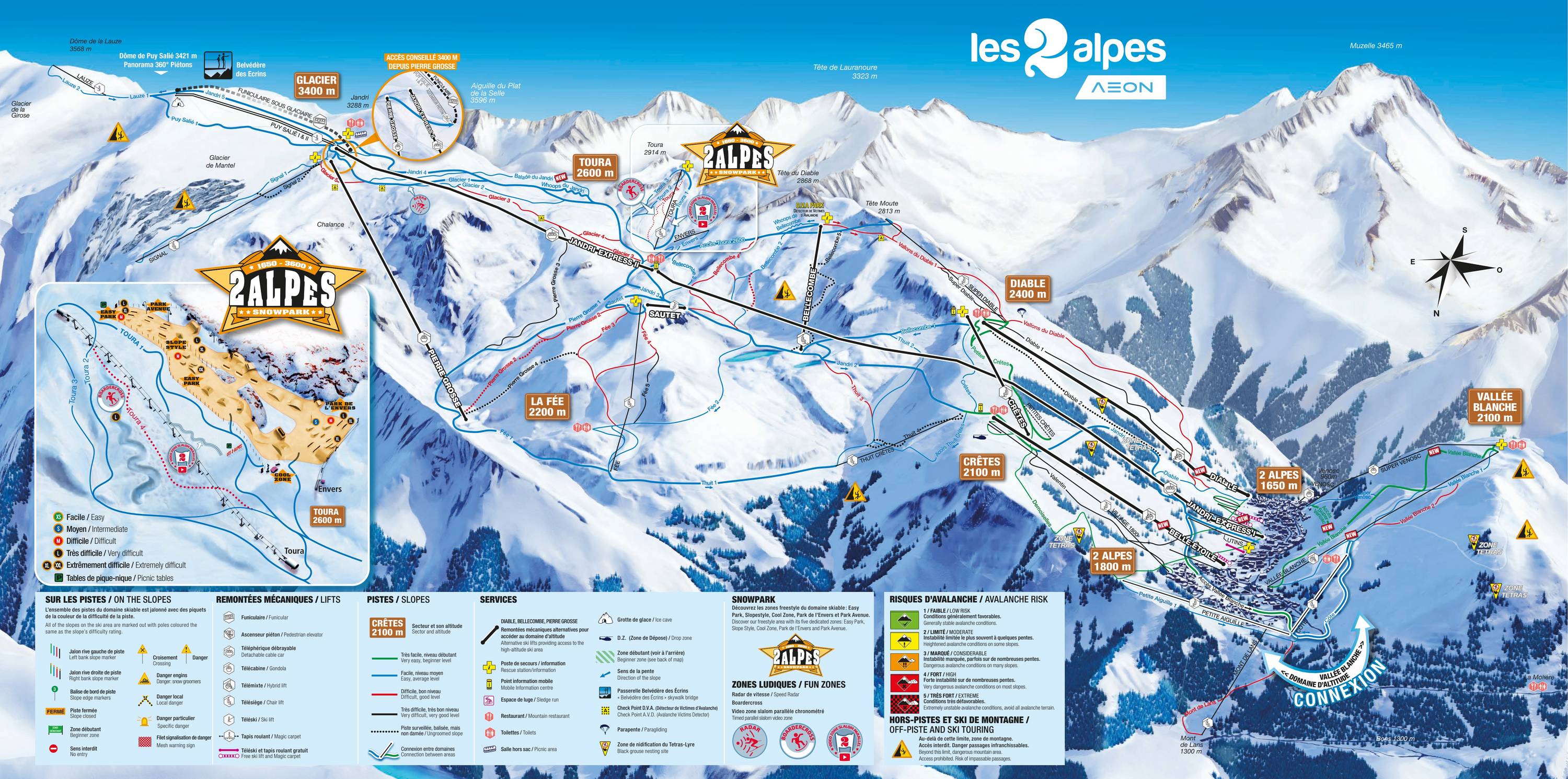 Piste map Les Deux Alpes