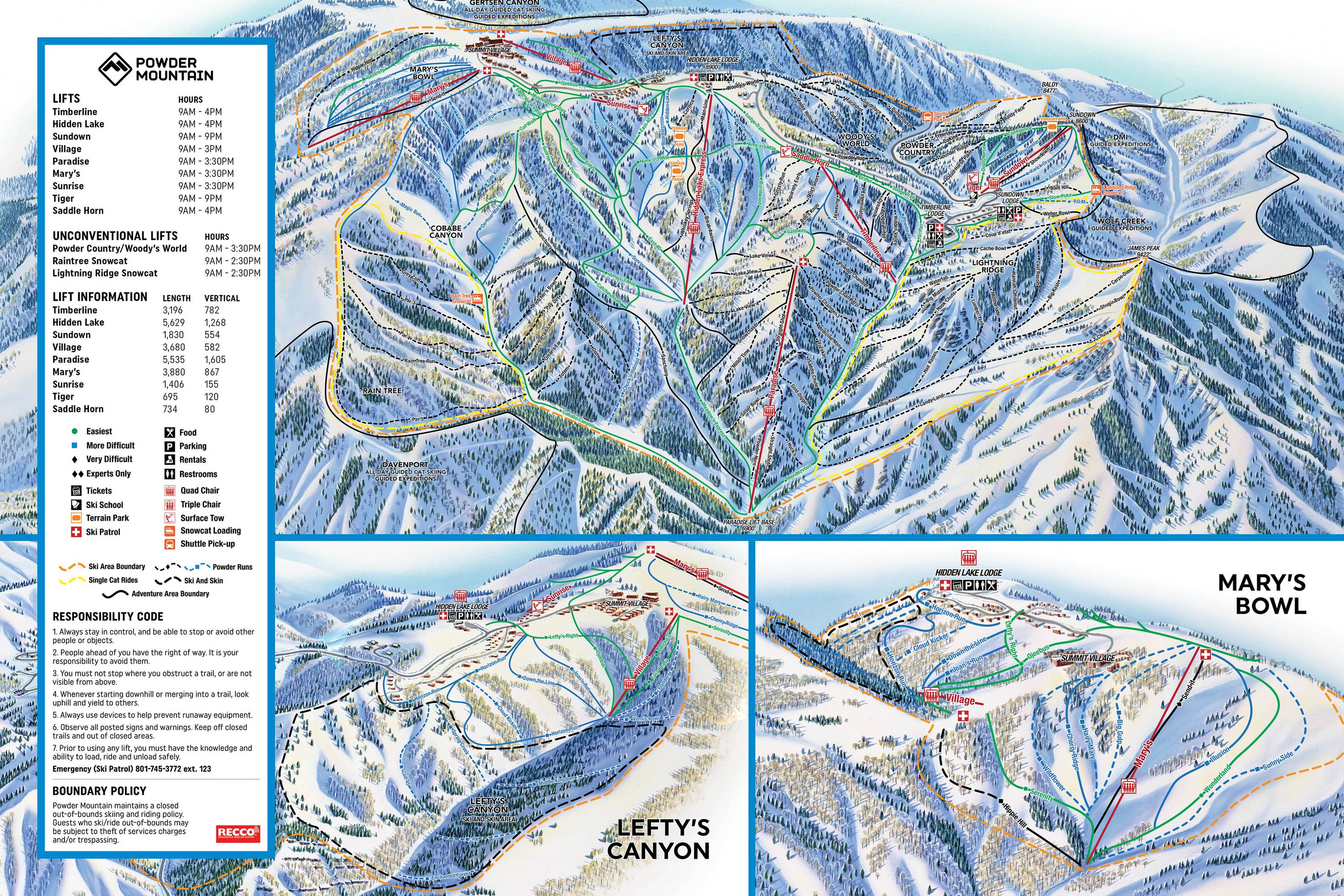 Piste map Powder Mountain