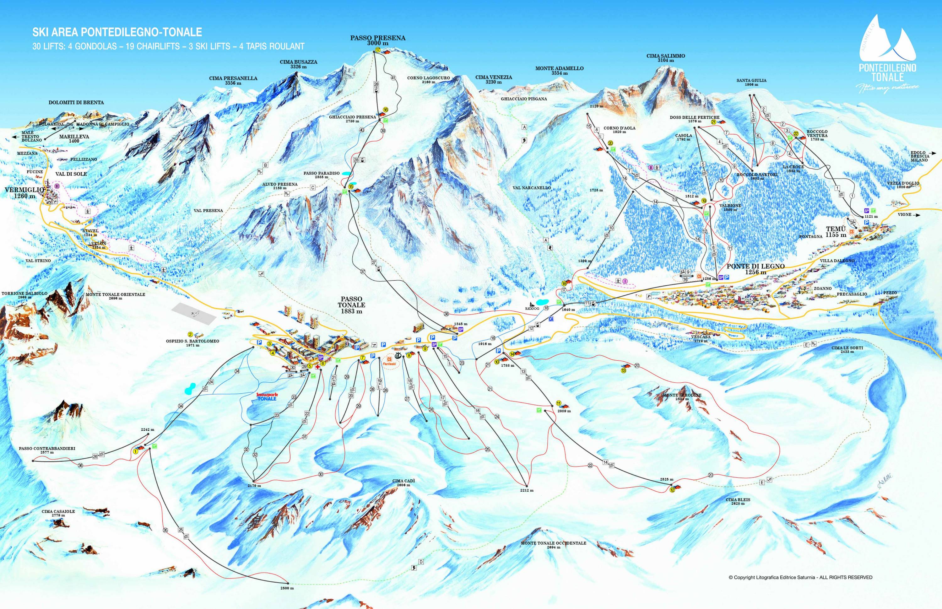 Piste map Passo Tonale