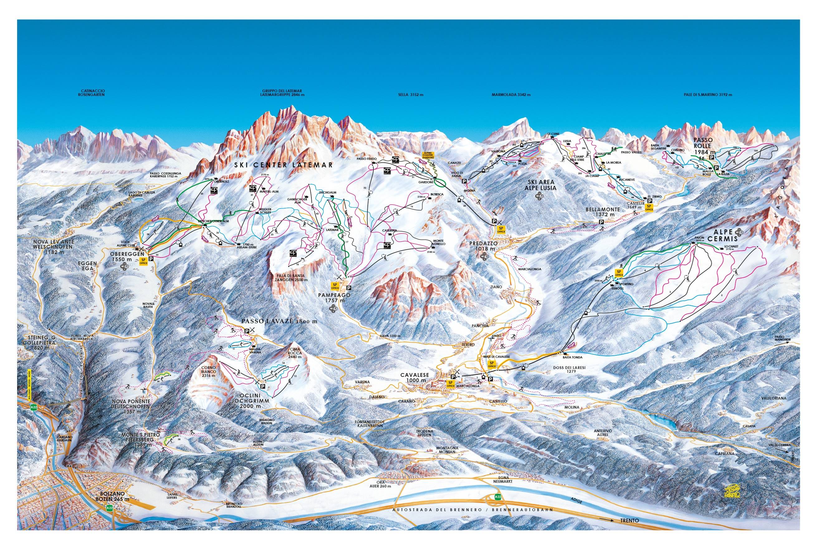 Piste map Obereggen/Val di Fiemme