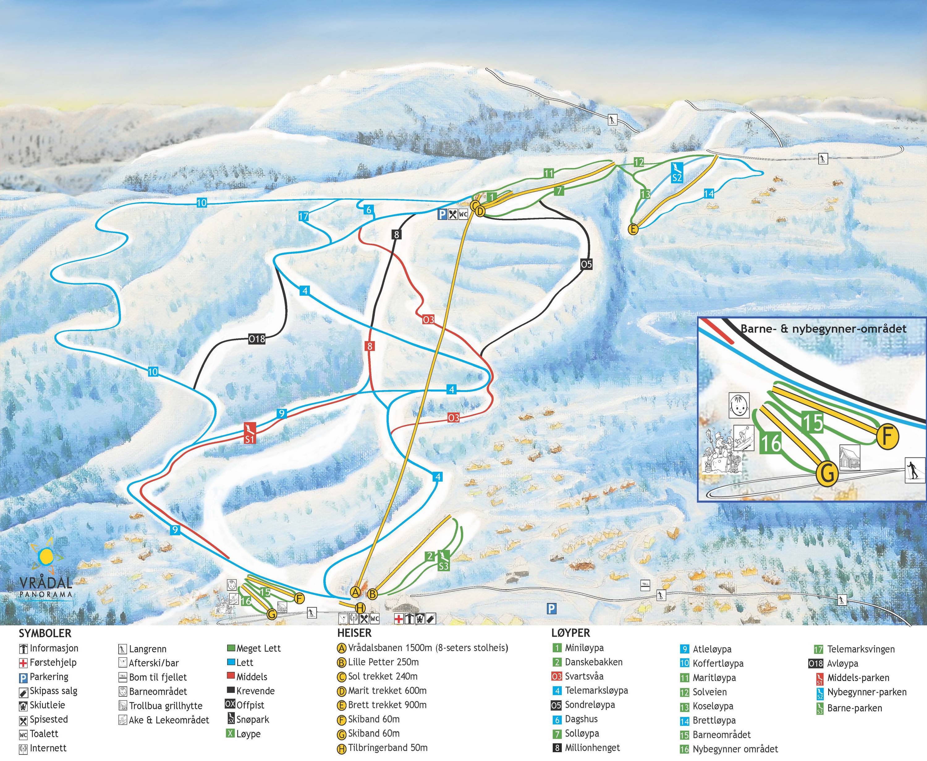 Piste map Vrådal