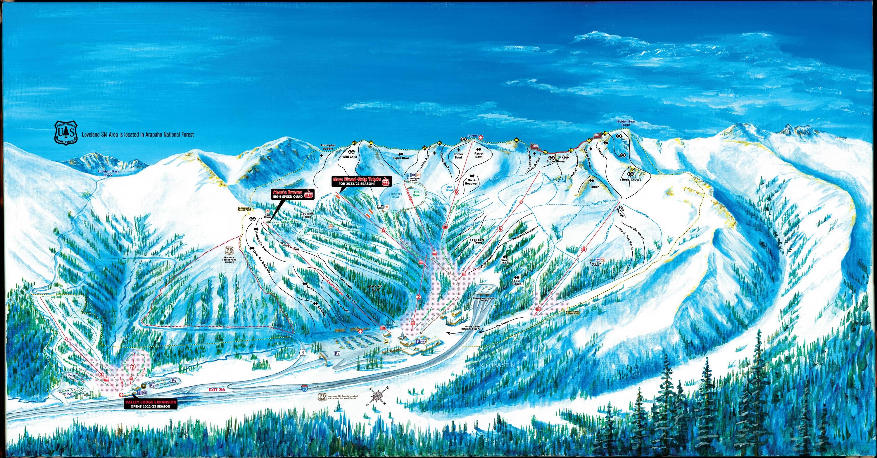 Piste map Loveland