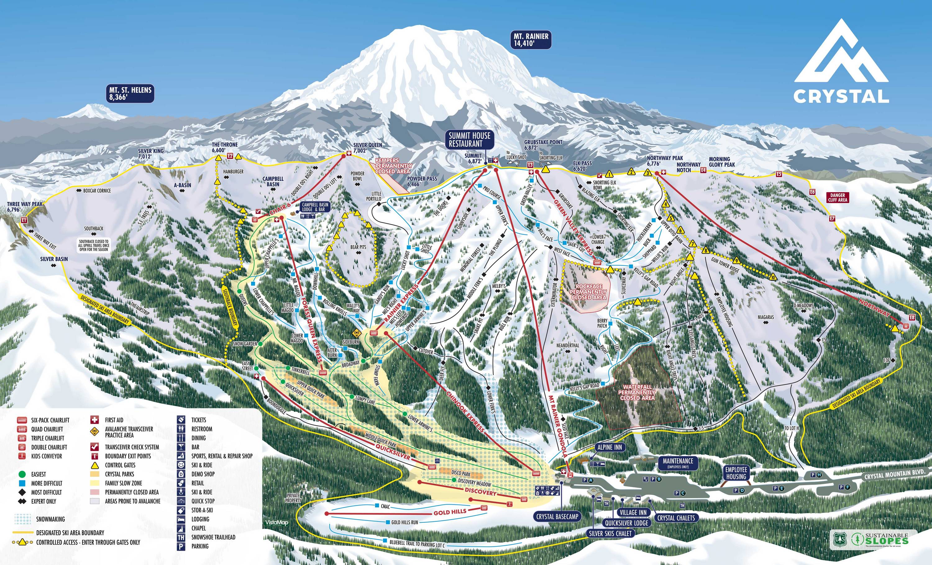 Piste map Crystal Mountain