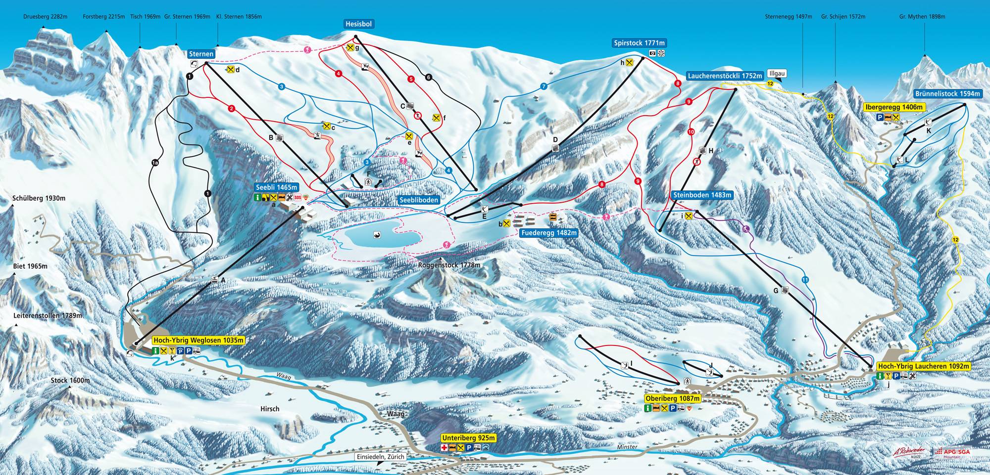 Piste map Hoch-Ybrig